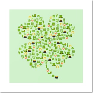 St Patrick's Day Four Leaf Clover Posters and Art